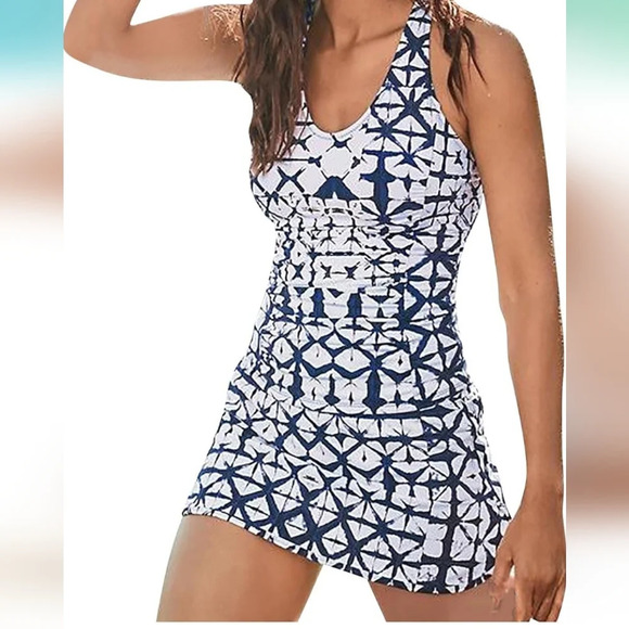 2 Piece Tye-Dye Print Swindress with Panty and Tankini.  NWOT - Picture 1 of 13